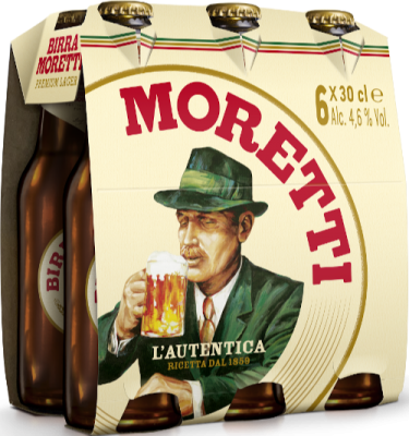 Birra Moretti sixpack met flesjes van 30cl